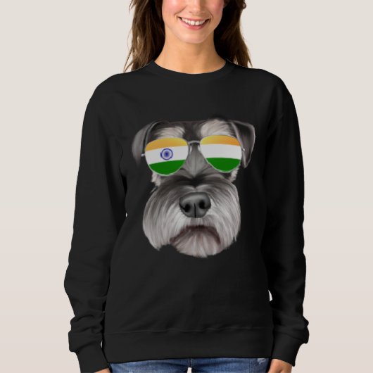 India Flag Miniature Schnauzer Dog India Pocket スウェットシャツ (正面)