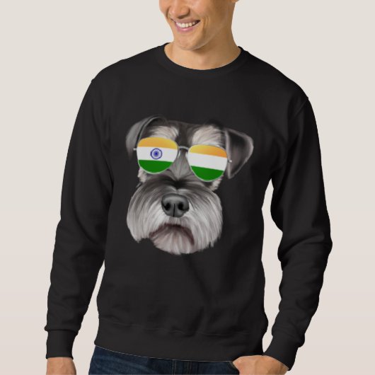 India Flag Miniature Schnauzer Dog India Pocket スウェットシャツ (正面)