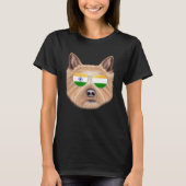 India Flag Norwich Terrier Dog India Pocket Tシャツ (正面)