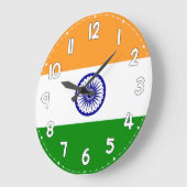 India Flag Wall Clock – Patriotic Indian Decor ラージ壁時計 (傾斜)