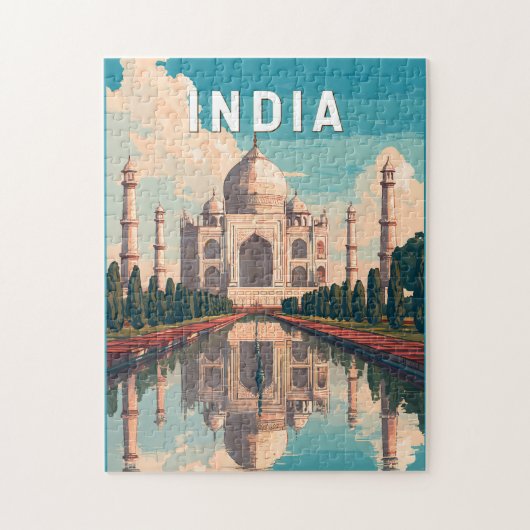 India Illustration Travel Art Vintage ジグソーパズル (縦)