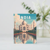 India Illustration Travel Art Vintage ポストカード (スタンド正面)