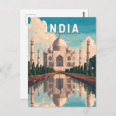 India Illustration Travel Art Vintage ポストカード (正面/裏面)