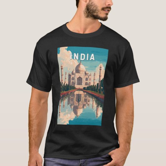 India Illustration Travel Art Vintage Tシャツ (正面)