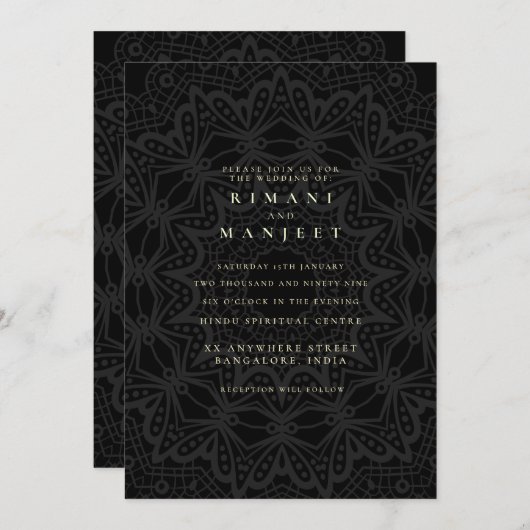 India Indian Hindu Hindi Wedding 招待状 (正面/裏面)