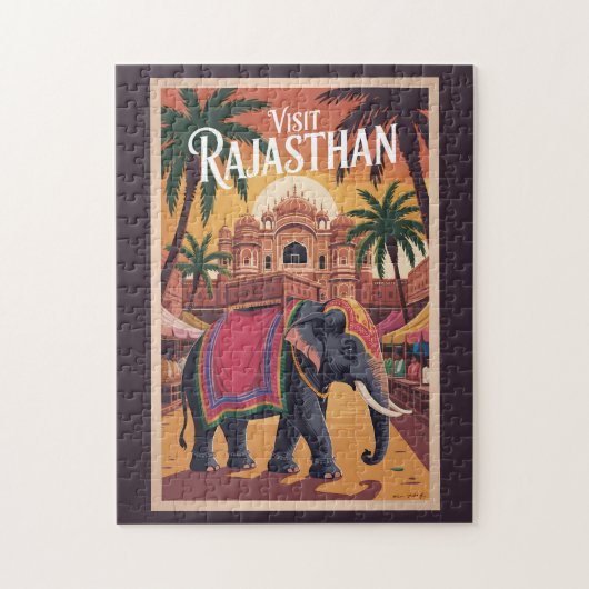 India Rajasthan Illustration Travel Art Vintage ジグソーパズル (縦)
