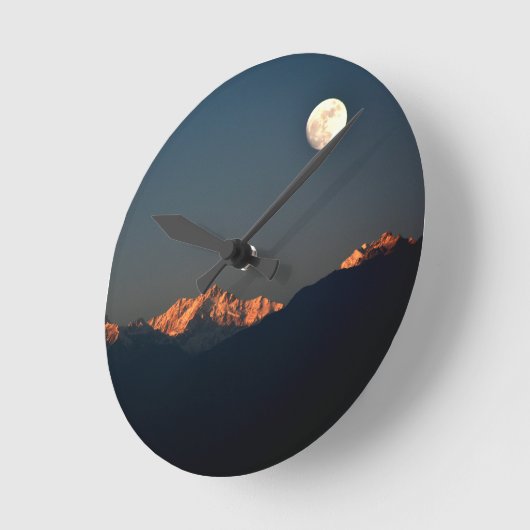 India - Sikkim, Pelling sunset ラウンド壁時計 (傾斜)