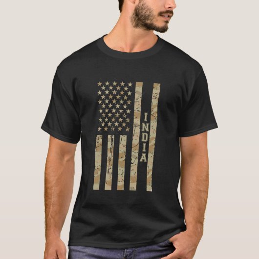 India South Asian Desert Camo Distressed American  Tシャツ (正面)