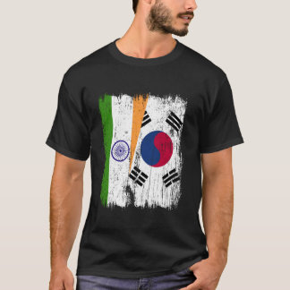 India South Korea Half Flag Indian South Korean Je Tシャツ
