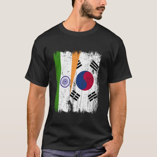 India South Korea Half Flag Indian South Korean Je Tシャツ (正面)