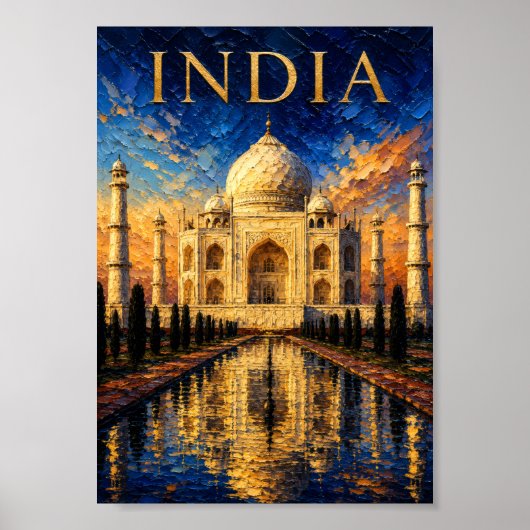 India: Sunrise Glow Taj Mahal Art Souvenir ポスター (正面)