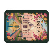 India Taj Mahal Illustration Travel Art Vintage マグネット (横)
