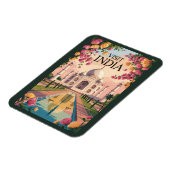 India Taj Mahal Illustration Travel Art Vintage マグネット (左側)