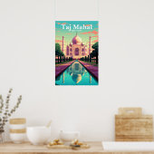 India Taj Mahal vintage travel poster ポスター (キッチン)