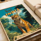 India Tiger Vintage Travel ポスター
