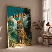 India Tiger Vintage Travel ポスター