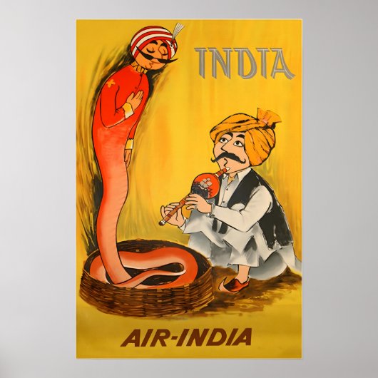 India Travel Poster Air-India Art Indian Print ポスター (正面)