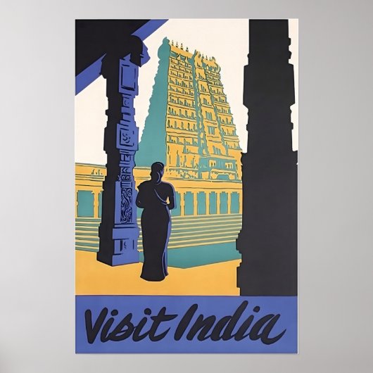 India Travel Poster Indian Art Hindu Print ポスター (正面)
