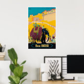 India Travel Poster Indian Print Elephant Art ポスター (ホームオフィス)