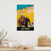 India Travel Poster Indian Print Elephant Art ポスター (キッチン)