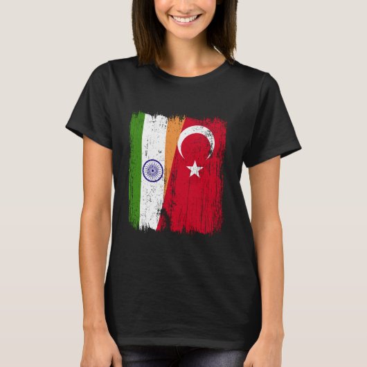 India Turkey Half Flag Turkiye Indian Turkish Heri Tシャツ (正面)