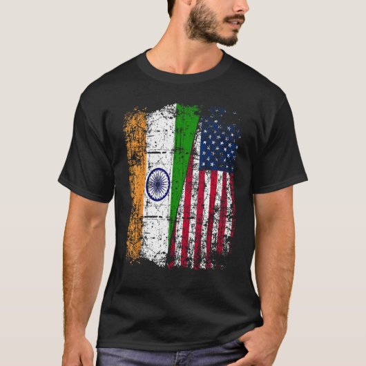 India USA Flag - Indian American Tシャツ (正面)