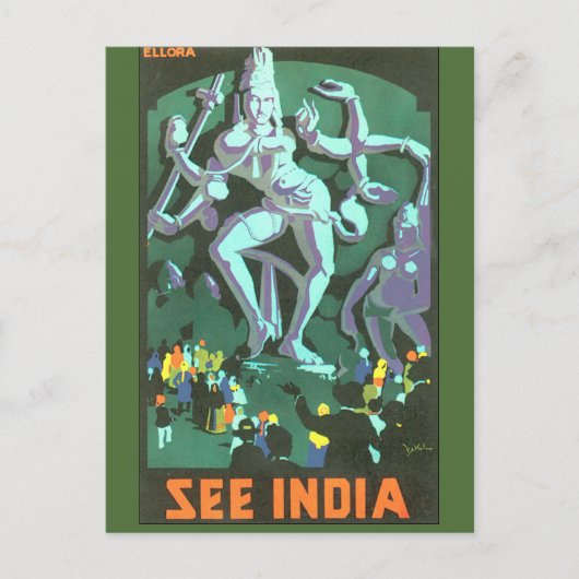 India Vintage Travel Posterを参照 ポストカード (正面)
