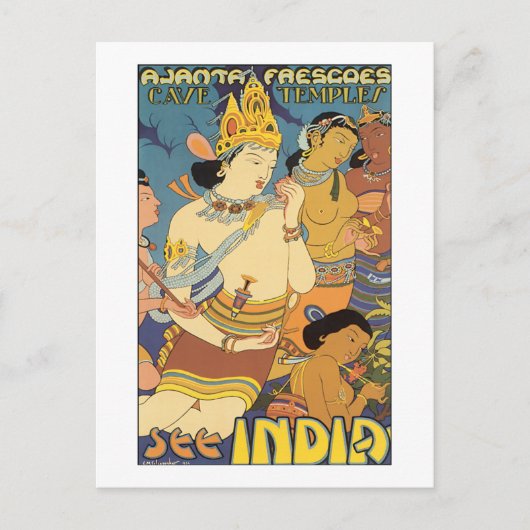 India Vintage Travel Posterを参照 ポストカード (正面)