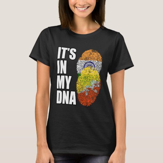 Indian And Bhutanese Mix DNA Flag Heritage Tシャツ (正面)