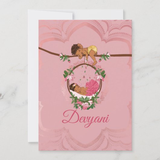 Indian baby girl being blessed by Ganesha 案内状 (正面)