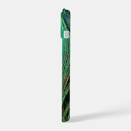 Indian Blue Peacock Feather iPhone 15ケース (左側面)