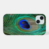 Indian Blue Peacock Feather iPhone 15ケース (裏面横)