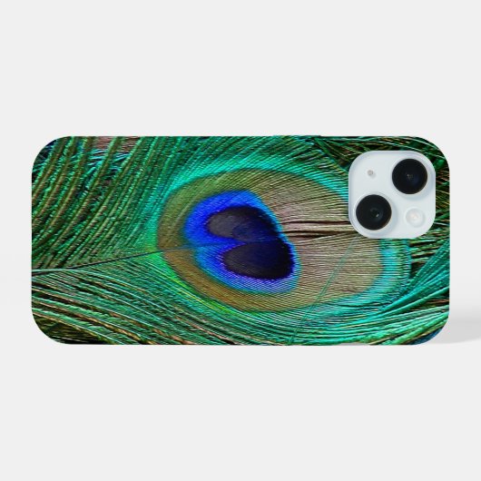 Indian Blue Peacock Feather iPhone 15ケース (裏面横)