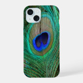 Indian Blue Peacock Feather iPhone 15ケース (裏面)