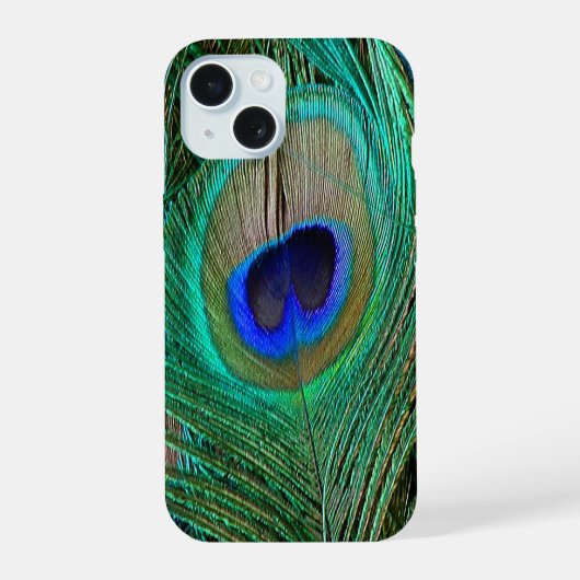Indian Blue Peacock Feather iPhone 15ケース (裏面)