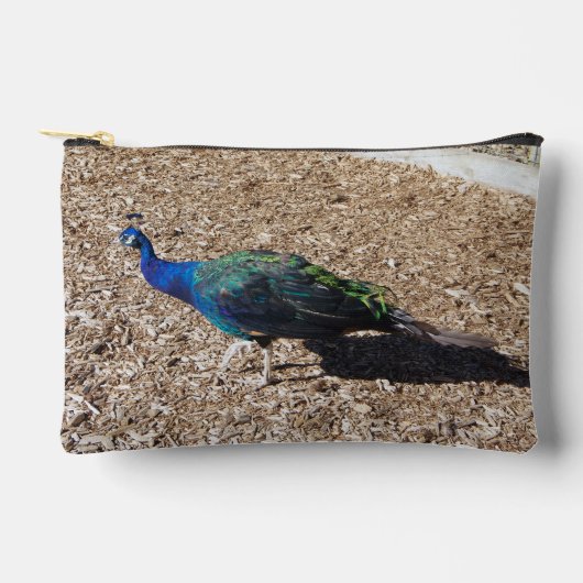 Indian Blue Peafowl zipper bag アクセサリーポーチ (正面)