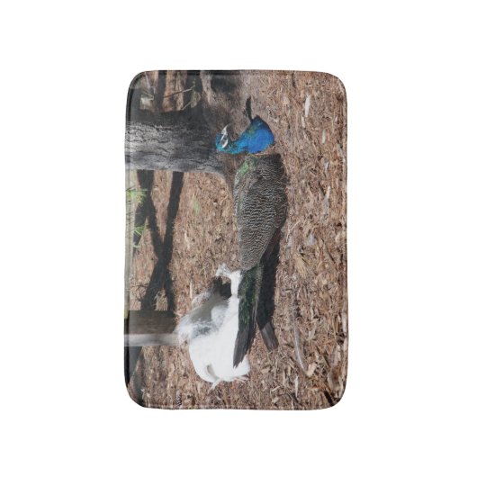 Indian Blue & White Pheasants bathmat バスマット (正面縦)