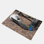 Indian Blue & White Pheasants door mat ドアマット (アングル)