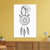 Indian Chief dream Catcher Native American Art  キャンバスプリント (インサイチュ (リビング))