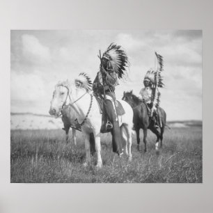 Indian Chief on Horseback, 1905. Vintage Photo ポスター