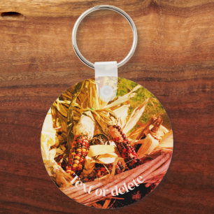 Indian Corn Basket Vintage Personalized キーホルダー