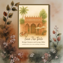 Indian Courtyard Destination wedding save the date