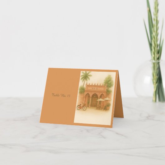 Indian Courtyard Destination wedding table number サンキューカード (正面)
