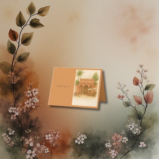 Indian Courtyard Destination wedding table number サンキューカード