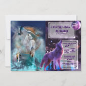 Indian dreamcatcher and ethnic tribal head wolf 招待状 (正面)