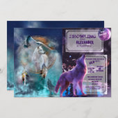 Indian dreamcatcher and ethnic tribal head wolf 招待状 (正面/裏面)