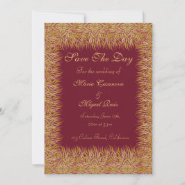 Indian elegant floral gold セーブザデート