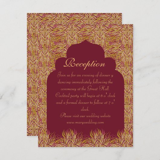 Indian elegant floral gold 招待状 (正面/裏面)