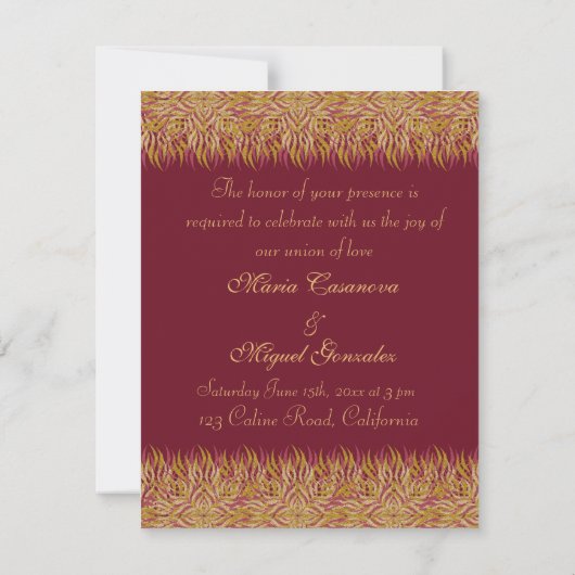 Indian elegant floral gold 招待状 (裏面)