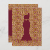 Indian elegant floral gold 招待状 (正面/裏面)